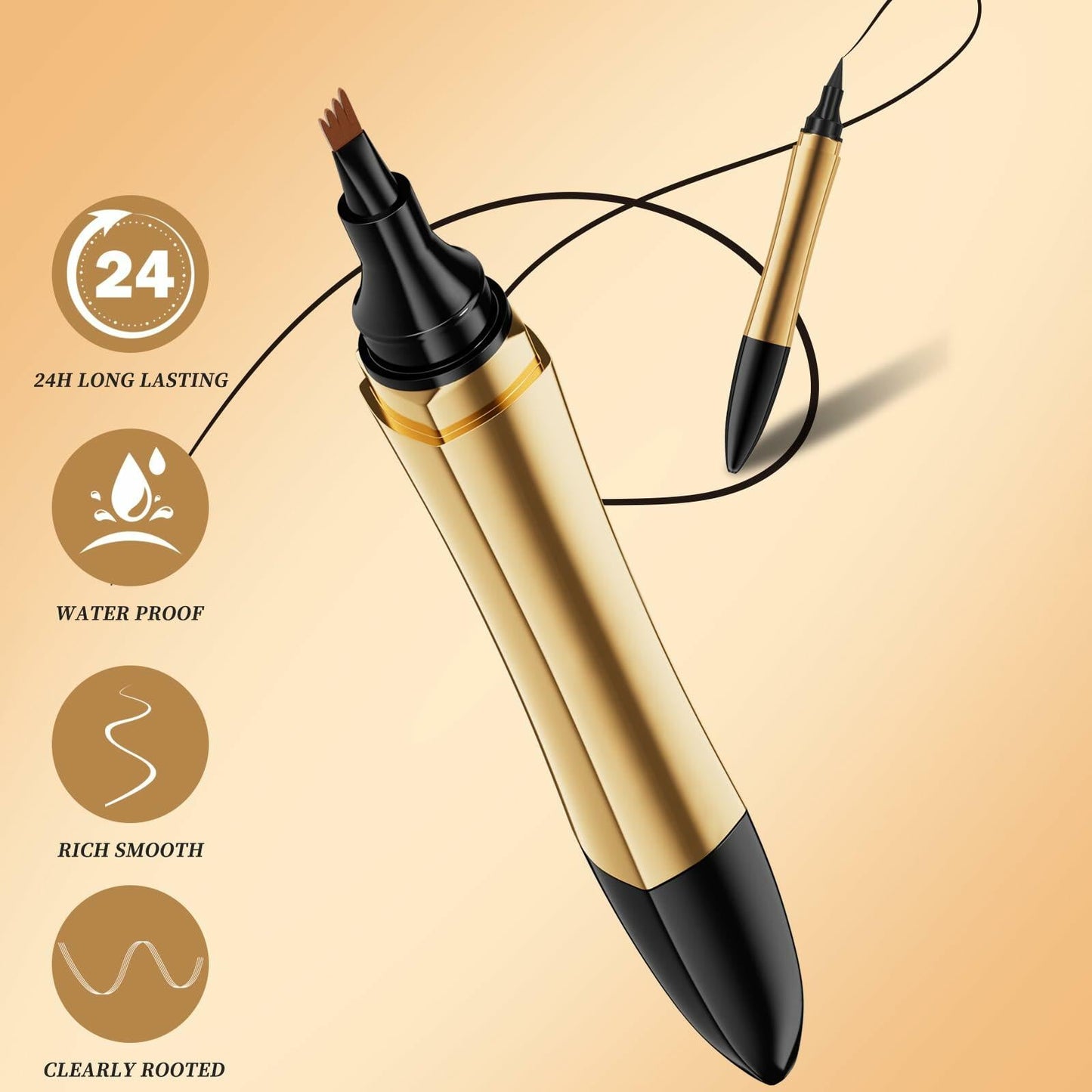 2-in-1 3D Microblading Eyebrow & Eyeliner Pencil Waterproof Grey