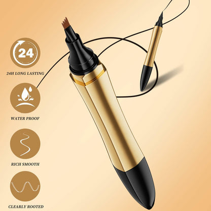 2-in-1 3D Microblading Eyebrow & Eyeliner Pencil Waterproof Grey