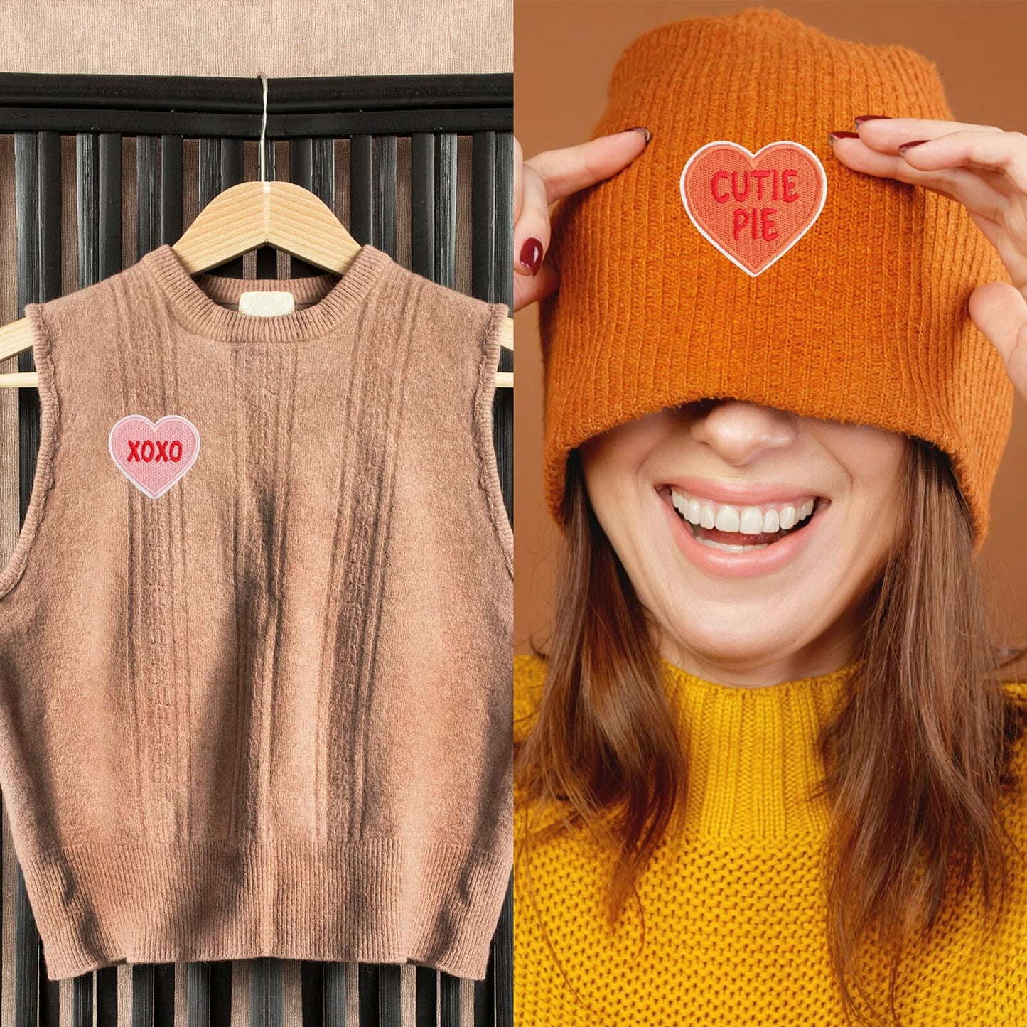 8 Heart-Shaped Embroidered Patches Sew-On DIY Applique for Jeans & Dress