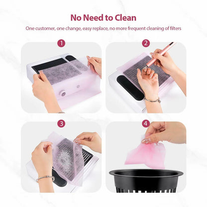 200 Sheets Nail Dust Collector Filter Paper Blue Nail Art Vacuum Cleaner
