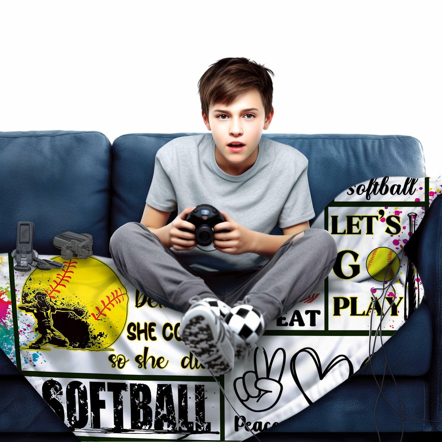 Soccer Blanket Ultra Soft Flannel Throw 80"x60" Bed Couch Sofa All Seasons