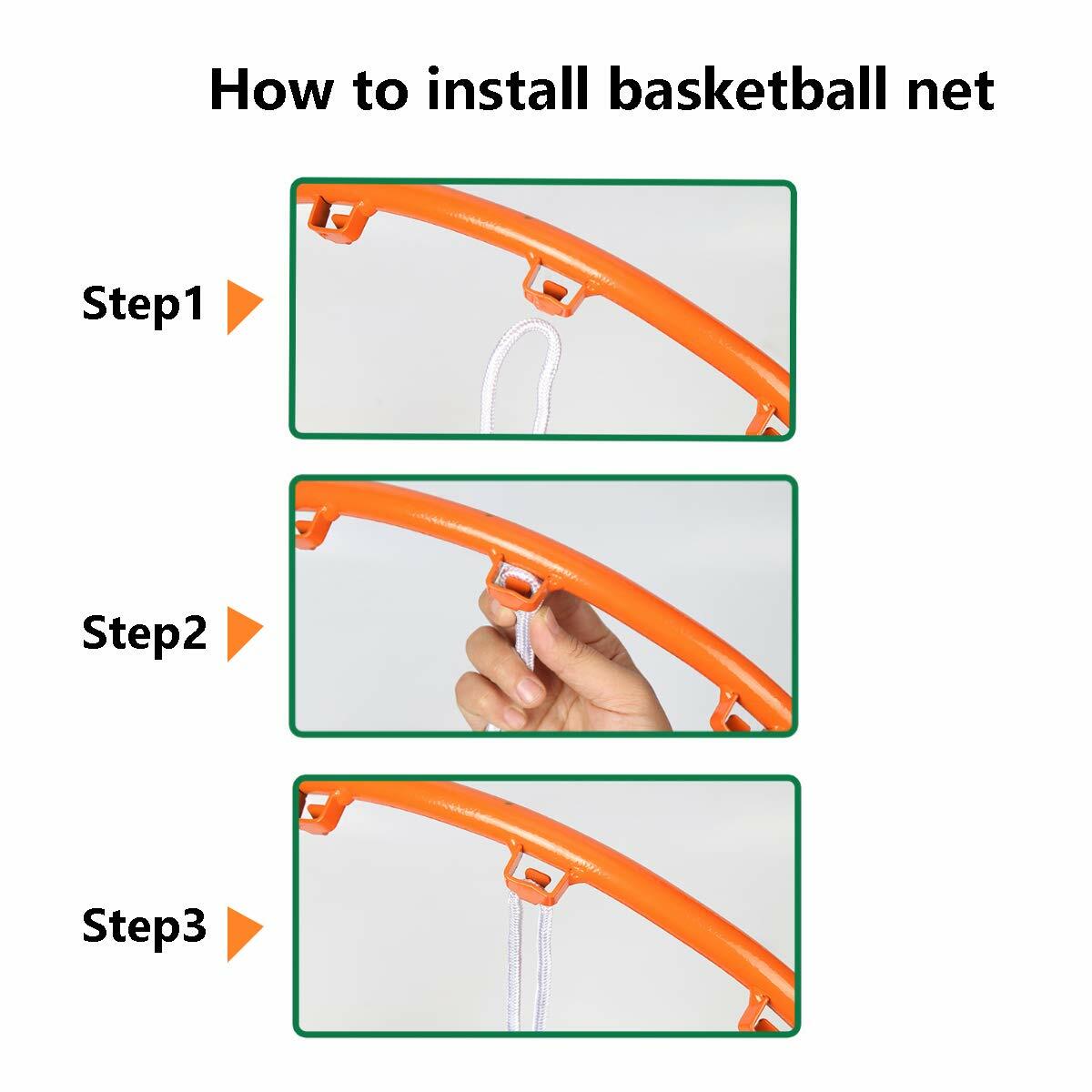 2-Pack Basketball Nets White 12 Loops Polyester Replacement All-Weather