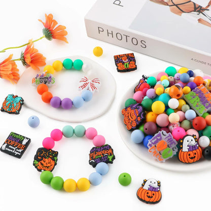 Lovyomi 12PCS Halloween Silicone Focal Beads Ghost DIY Pens Keychain Craft