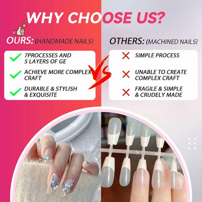 10PCS Handmade Luxury 3D Press-On Nails Reusable Hand-Painted Gel Kit CL-9006-L