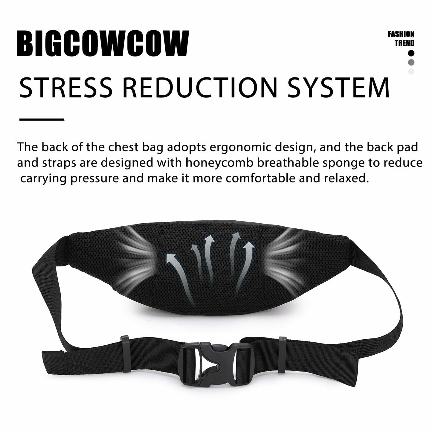 BIGCOWCOW Fanny Pack Waterproof Belt Bag for Women & Men Travel Hiking Run