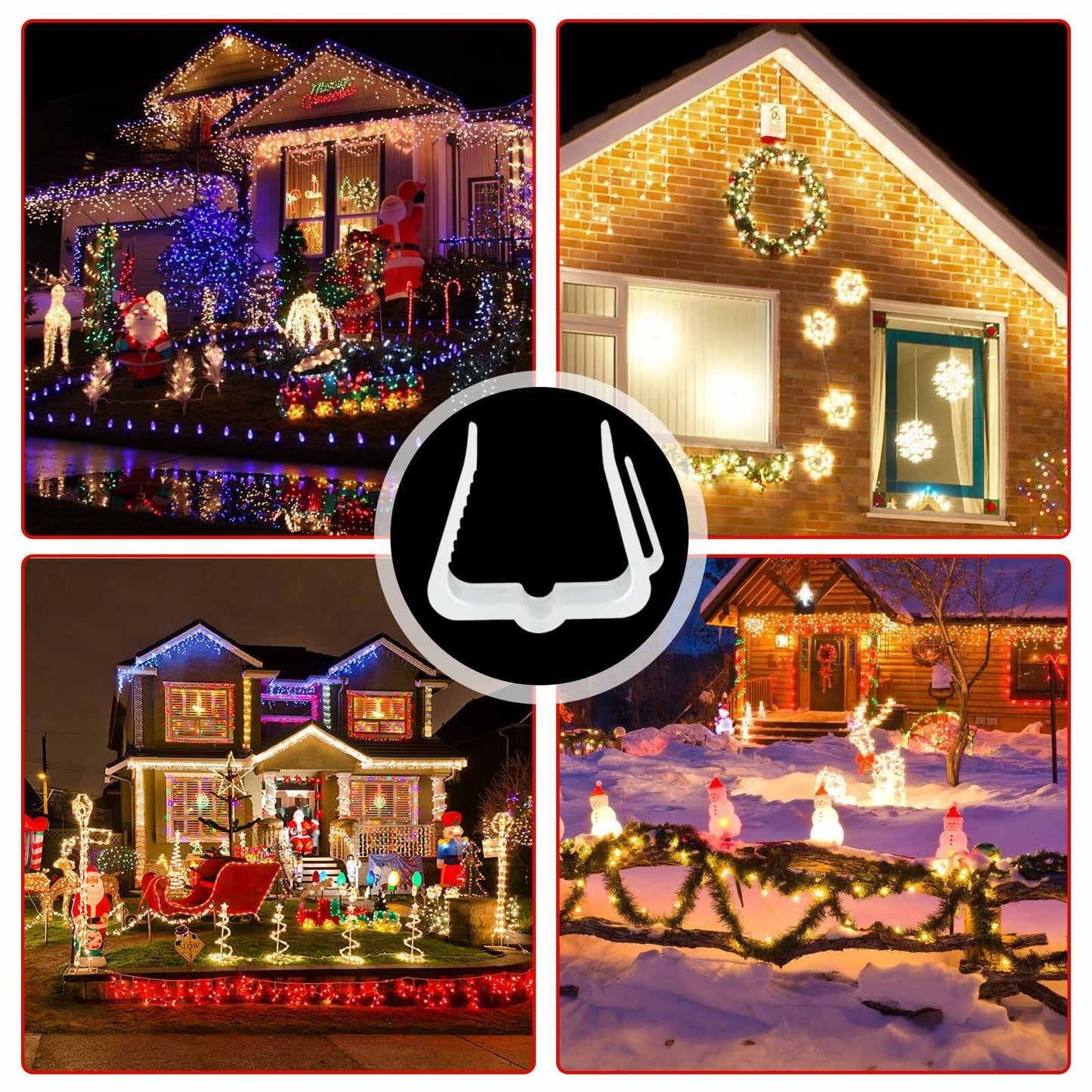 SIMPLIPLEX Holiday Light Clips 30-Pack Outdoor White Roof Gutter Fence