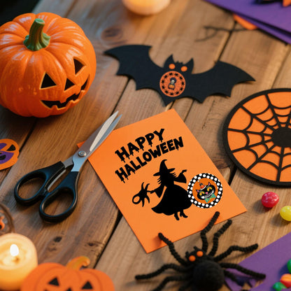 ZAEW Halloween Sticker Roll 500pcs 1.5" Gnome Pumpkins Cats Ghost Colored