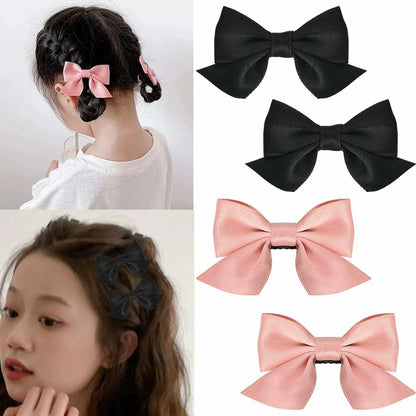 Hair Bow Clips for Women & Girls 4PCS Pink Black Bow Knot Hair Barrette