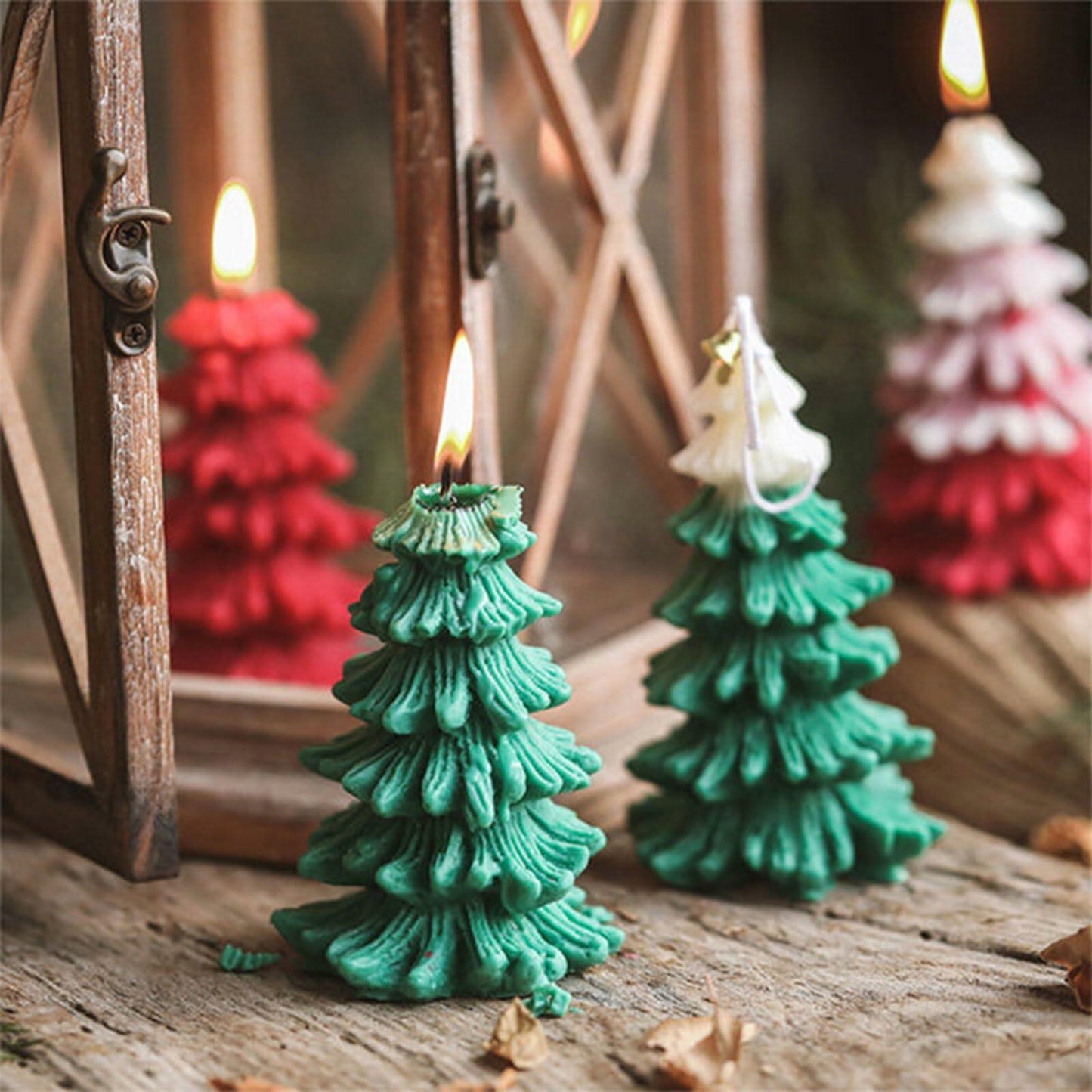 Caregene Christmas Tree Candle Silicone Mold Pine Tree Shape for Candle Making