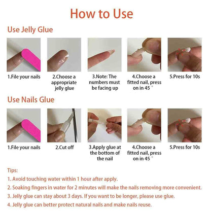 Enppode French Tip Almond Acrylic Press On Nails Medium White 24 Pcs