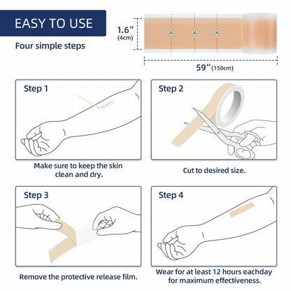 URAY Silicone Scar Tape Medical Grade 120"x1.5" Roll Reusable Extra Long