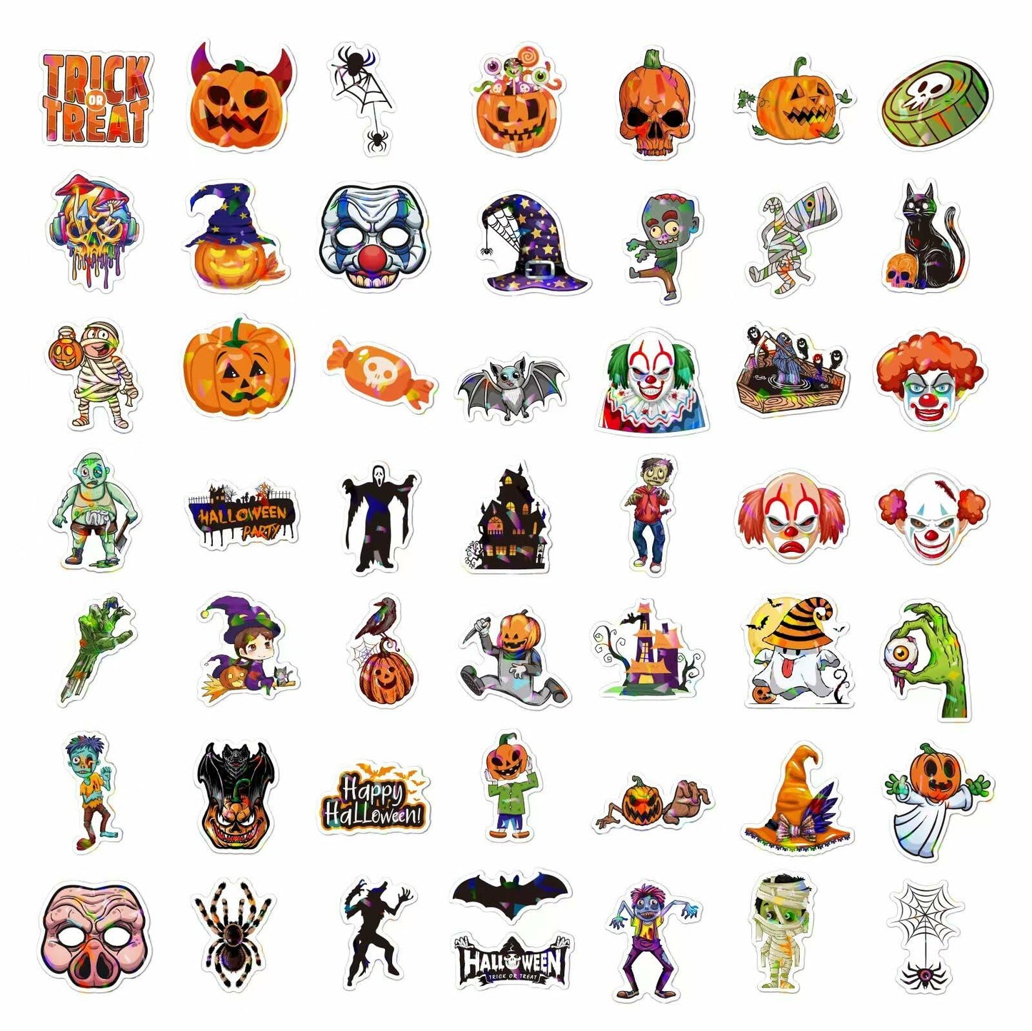 Waxkure 100PCS Halloween Pumpkin Ghost Witch Bat Vinyl Stickers Waterproof