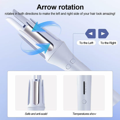 FOUYIN Auto Hair Curler 1 Inch 4 Temp Fast Heating Dual Voltage Blue