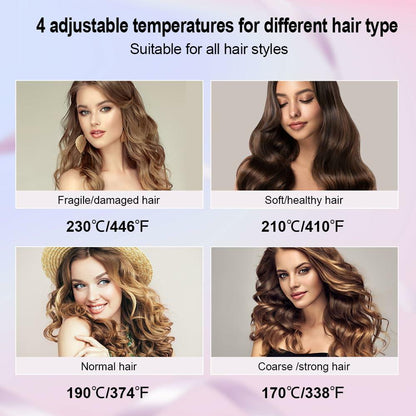 FOUYIN Auto Hair Curler 1 Inch 4 Temp Fast Heating Dual Voltage Blue