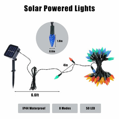 Veeydrut Solar String Lights 2 Pack 50 LED 23FT Waterproof Multicolor Outdoor