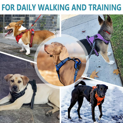 No Pull Dog Harness Adjustable Reflective Front Clip Padded Black Size L
