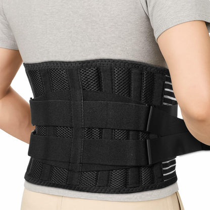 Ebullient Assimilate Back Brace Adjustable Lumbar Support Belt Black Size M