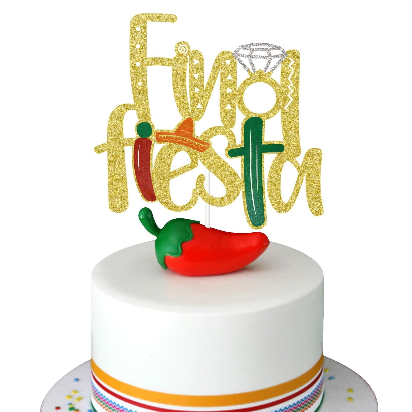 Final Fiesta Cake Topper Bachelorette Mexican Theme Bridal Shower Gold