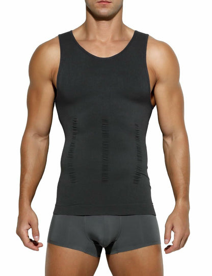 Casey Kevin Men’s Sleeveless Gynecomastia Compression Shirt Body Shaper Grey XXL