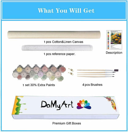 DoMyArt Paint by Numbers Kit Adult Beginner Wild Flowers 16x20 Inch Canvas