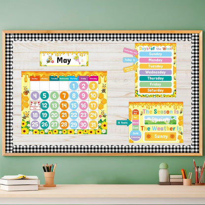 Bee Classroom Calendar Set Back to School Bulletin Board Decoration w/ Stickers