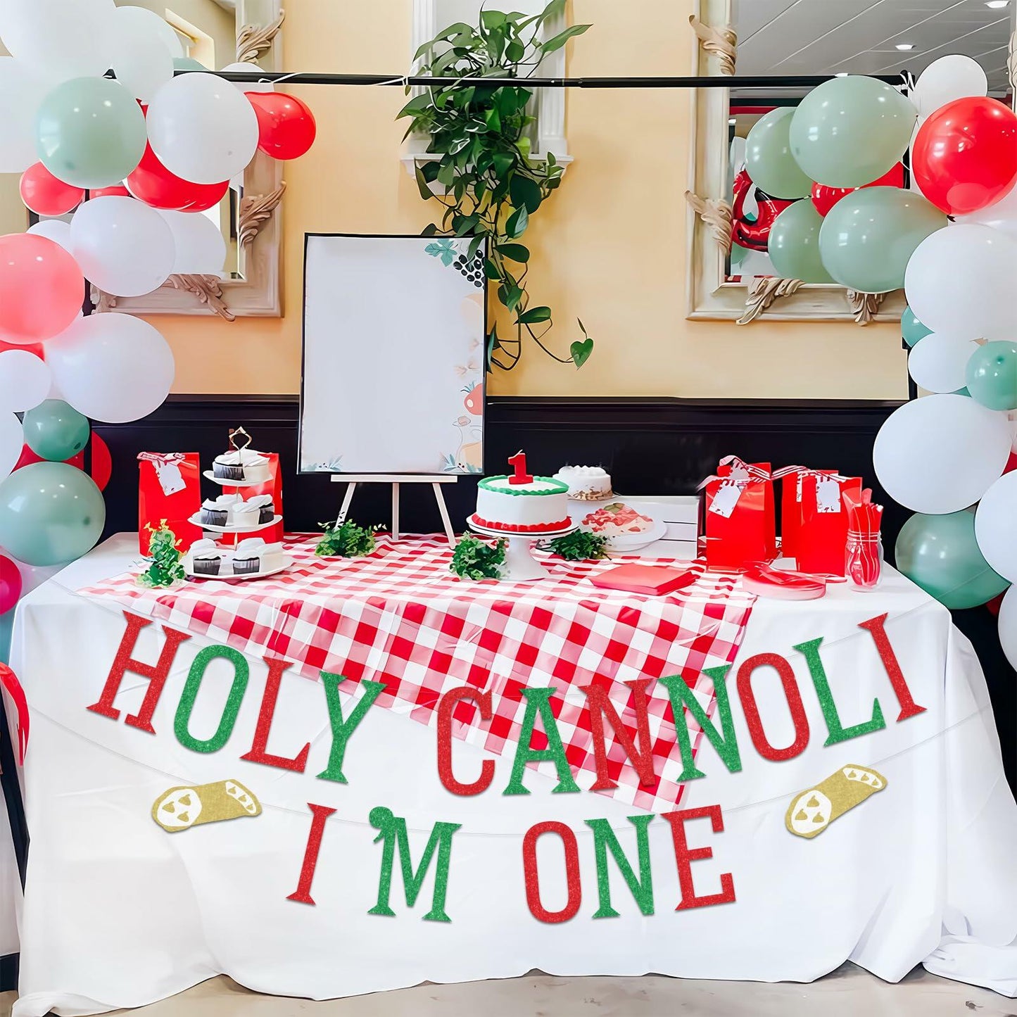 Sursurprise Holy Cannoli 1st Birthday Banner Italian Food Theme 1 Year Old