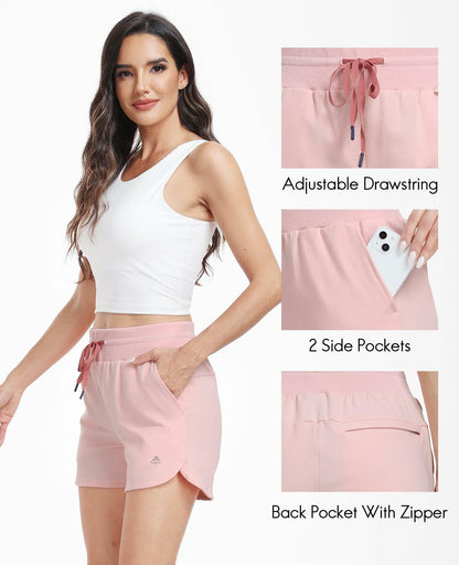 Haimont Women's Cotton High Waist Sweat Shorts 4" Pink 3 Pockets Size XS