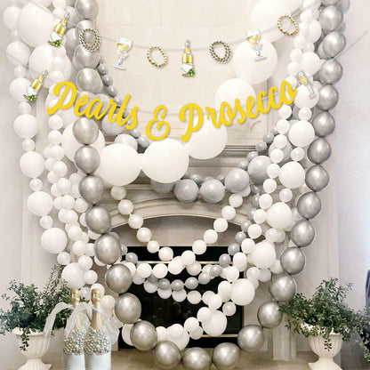 Sursurprise Pearls & Prosecco Bridal Shower Banner Bachelorette Wedding Decor