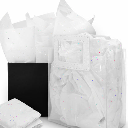 MR FIVE White Glitter Tissue Paper 14x20in 100 Sheets White Sparkle