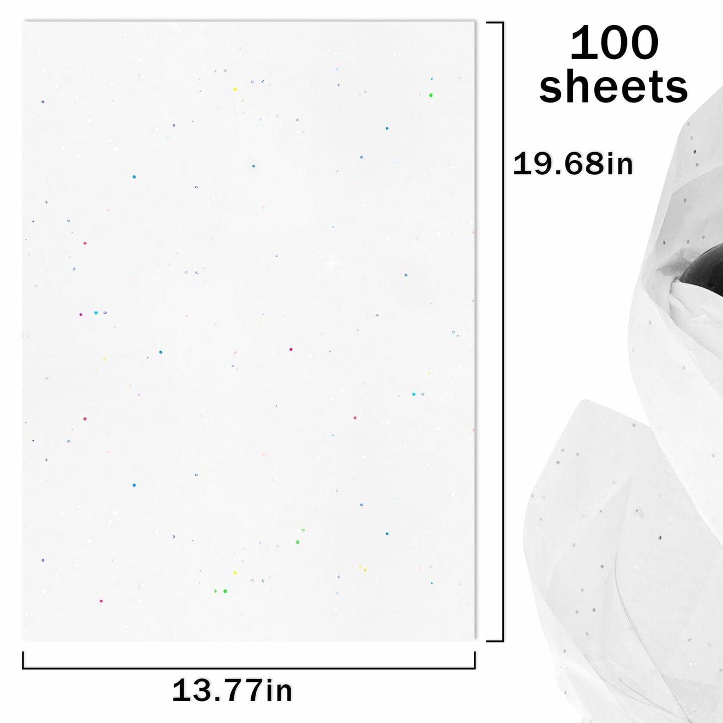 MR FIVE White Glitter Tissue Paper 14x20in 100 Sheets White Sparkle