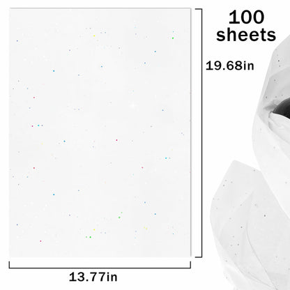 MR FIVE White Glitter Tissue Paper 14x20in 100 Sheets White Sparkle