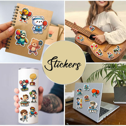BIGZORO 50PCS Ping Pong Table Tennis Stickers Waterproof Vinyl Decals