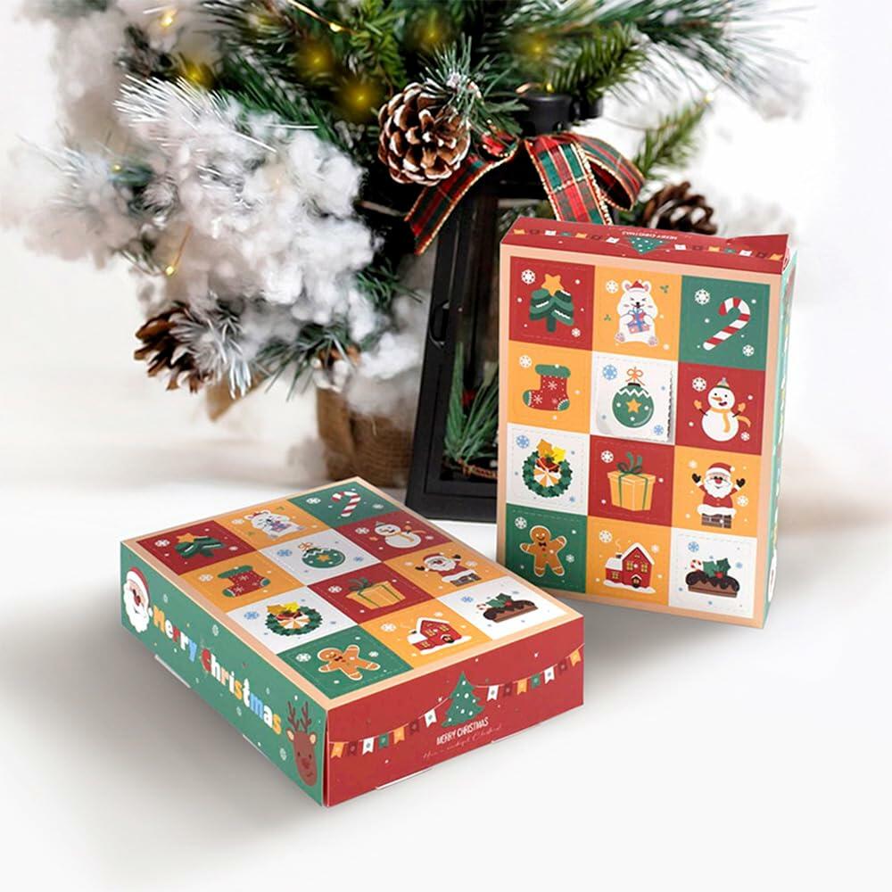 IPEWOEF 5PCS Christmas Gift Boxes 12-Grid Advent Surprise DIY Holiday Box