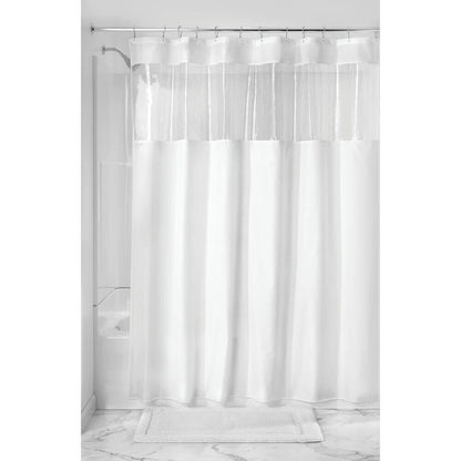 InterDesign Fabric Shower Curtain White Clear 72x72 Inches