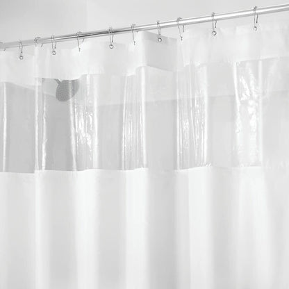 InterDesign Fabric Shower Curtain White Clear 72x72 Inches