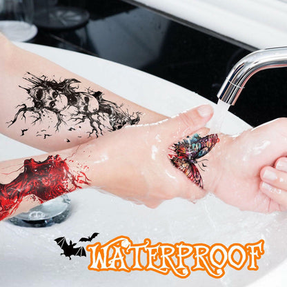 Halloween Temporary Tattoos 36 Sheets Scary Joker Pumpkin Skull Ghost Bats