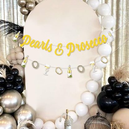 Sursurprise Pearls & Prosecco Bridal Shower Banner Bachelorette Wedding Decor