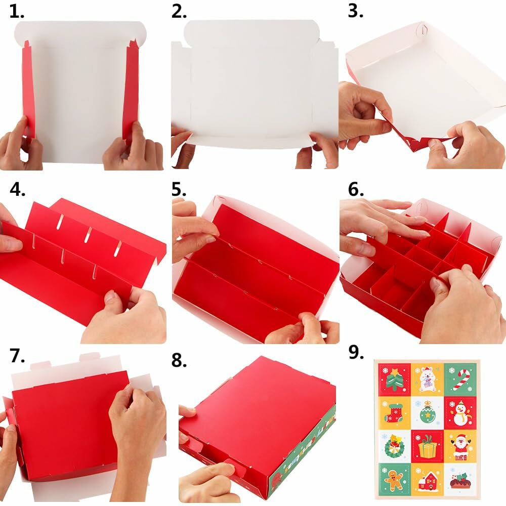 IPEWOEF 5PCS Christmas Gift Boxes 12-Grid Advent Surprise DIY Holiday Box