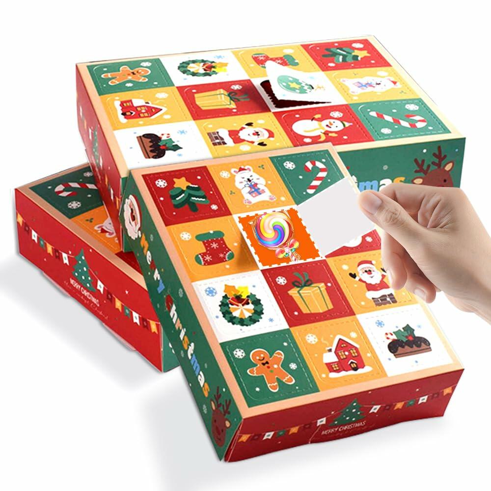 IPEWOEF 5PCS Christmas Gift Boxes 12-Grid Advent Surprise DIY Holiday Box
