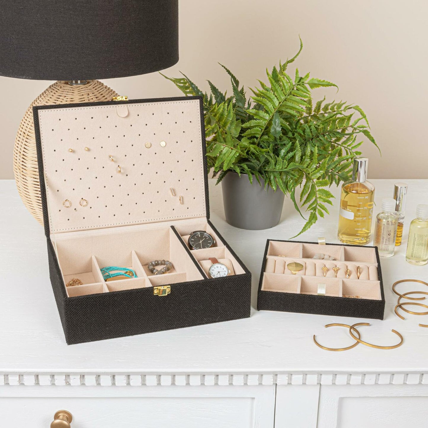 Household Essentials Vegan Leather Travel Jewelry Organizer Box Caramel