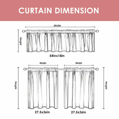 aiwkjdns 3 Piece Christmas Kitchen Window Curtains Set Red Rayon 27.5x36 in