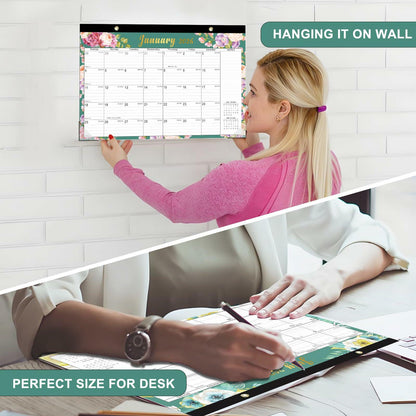 Lbylyhxc 2025 18-Month Desk Calendar Flowers 17x12 inches