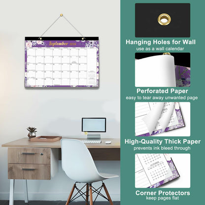 Lbylyhxc 2025 18-Month Desk Calendar Flowers 17x12 inches