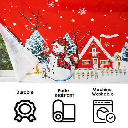 aiwkjdns 3 Piece Christmas Kitchen Window Curtains Set Red Rayon 27.5x36 in