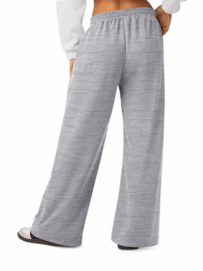 NIMIN Women's Wide Leg Sweatpants High Waist Cotton Light Grey Size S
