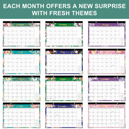 Lbylyhxc 2025 18-Month Desk Calendar Flowers 17x12 inches