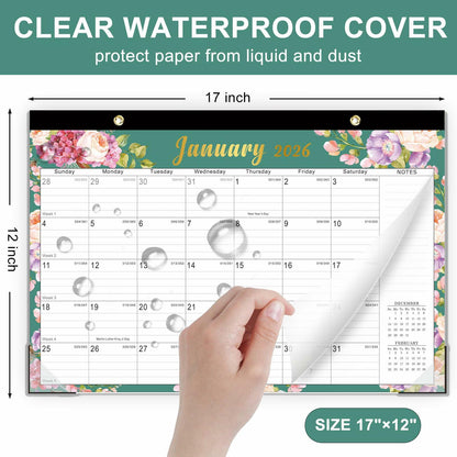Lbylyhxc 2025 18-Month Desk Calendar Flowers 17x12 inches
