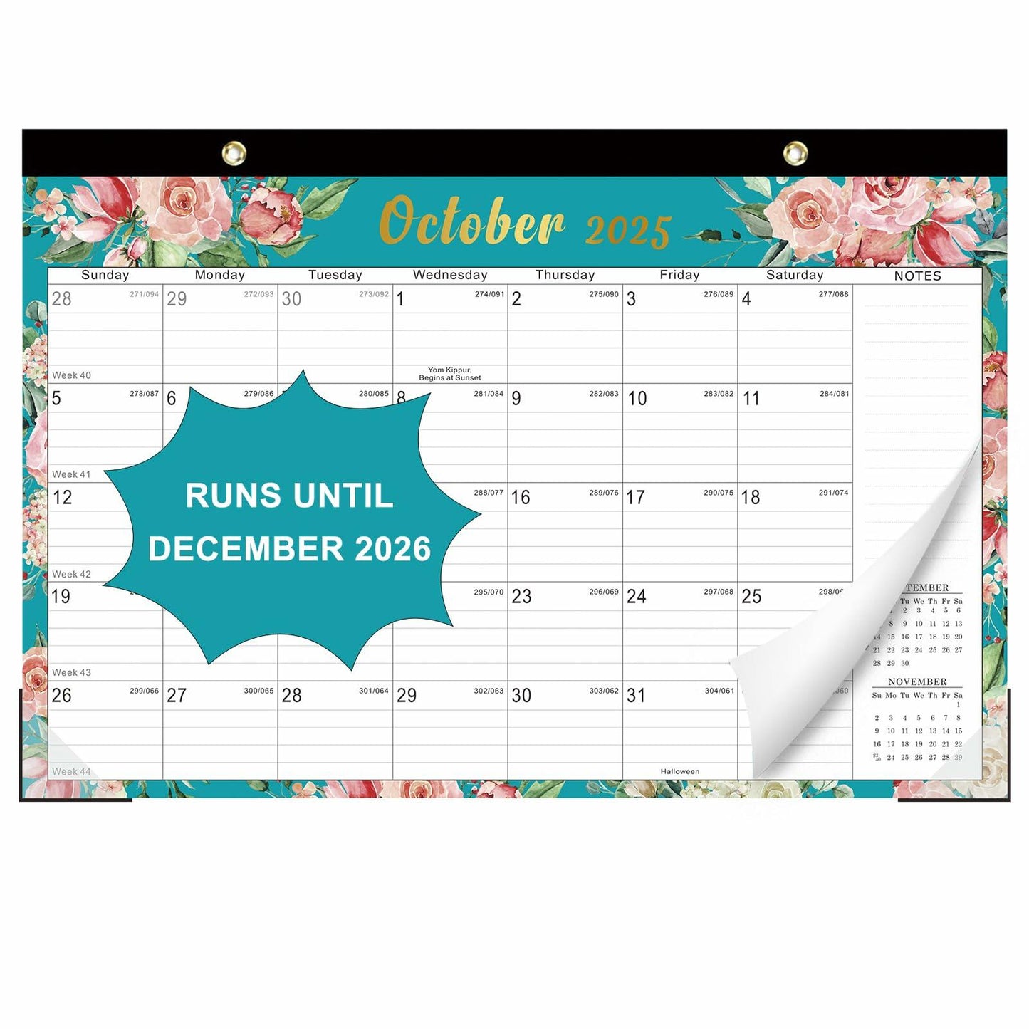 Lbylyhxc 2025 18-Month Desk Calendar Flowers 17x12 inches