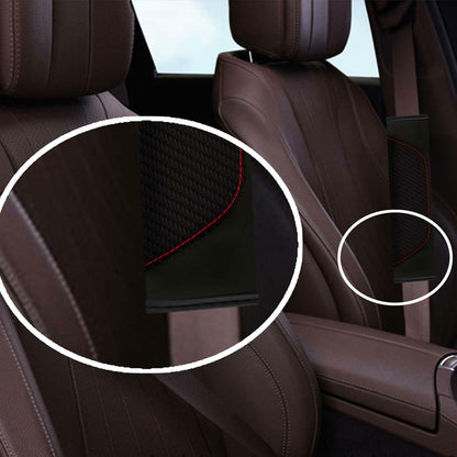 MVJAA Carbon Fiber Leather Seat Belt Covers, Thickening Pad, 2 Pack Black