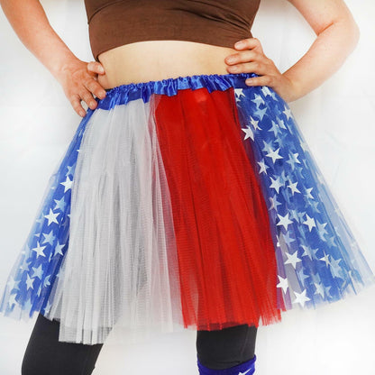 SUFEINI Women's Plus Size Usa Star Tutu Skirt Dance Ballet Halloween Size Plus
